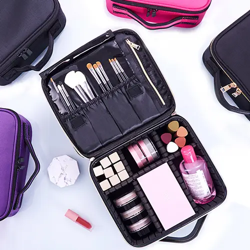 Polyester Nylon EVA Best Beauty Boxes Makeup Case With Dividers